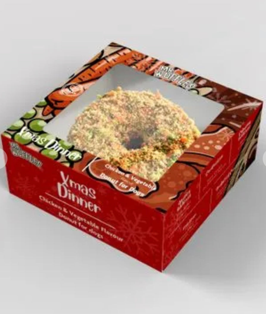 MR WUFFles Christmas Dinner Flavour Donut for Dogs | Vegan Dog Treats