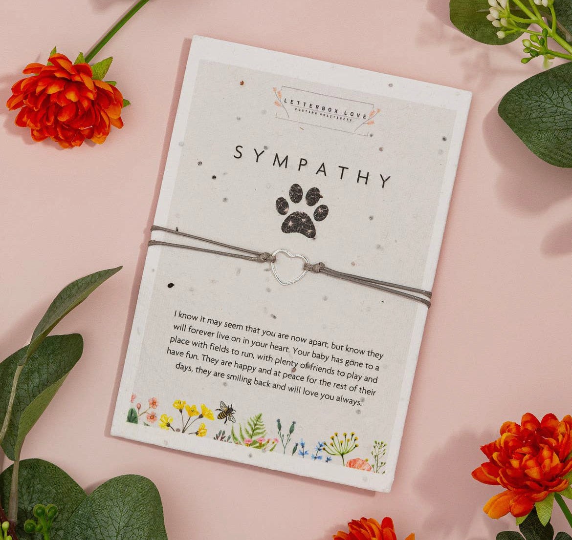 Sympathy Pet Loss - Seeded Card And Wish Bracelet