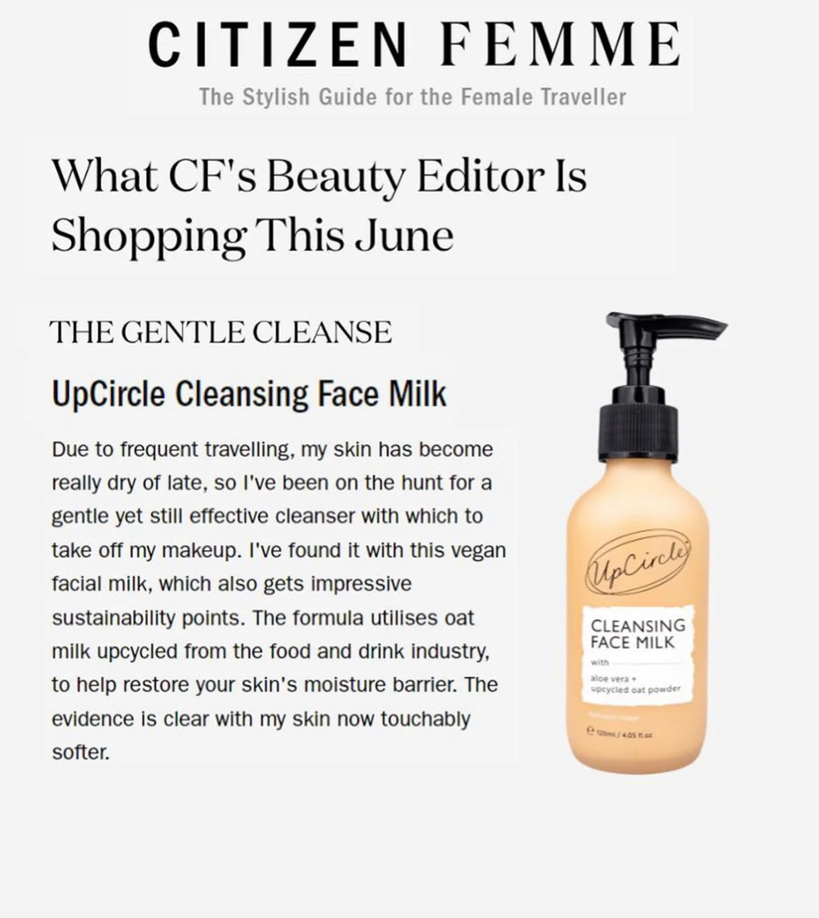 UpCircle Cleansing Face Milk With Oat Powder + Aloe Vera