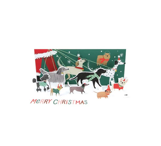 Santa's Dog Walk Layered Greeting Card