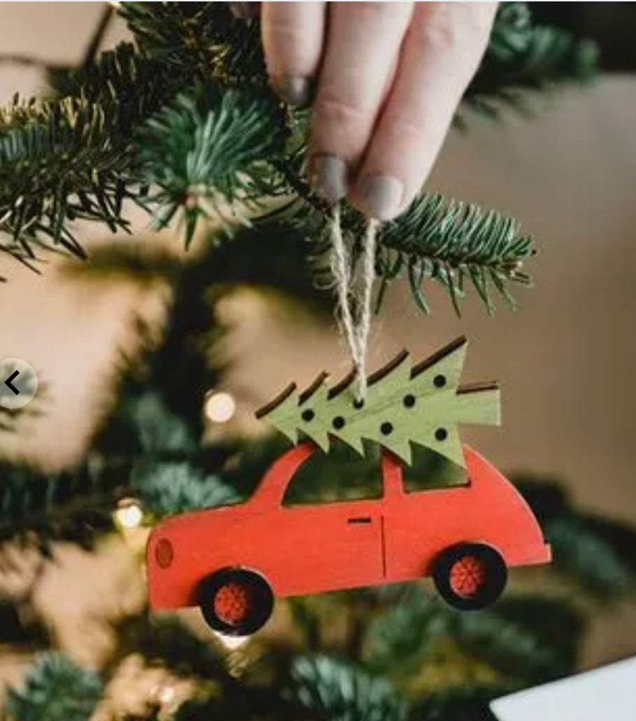 Christmas A5 Card with Removable Car Decoration - Red