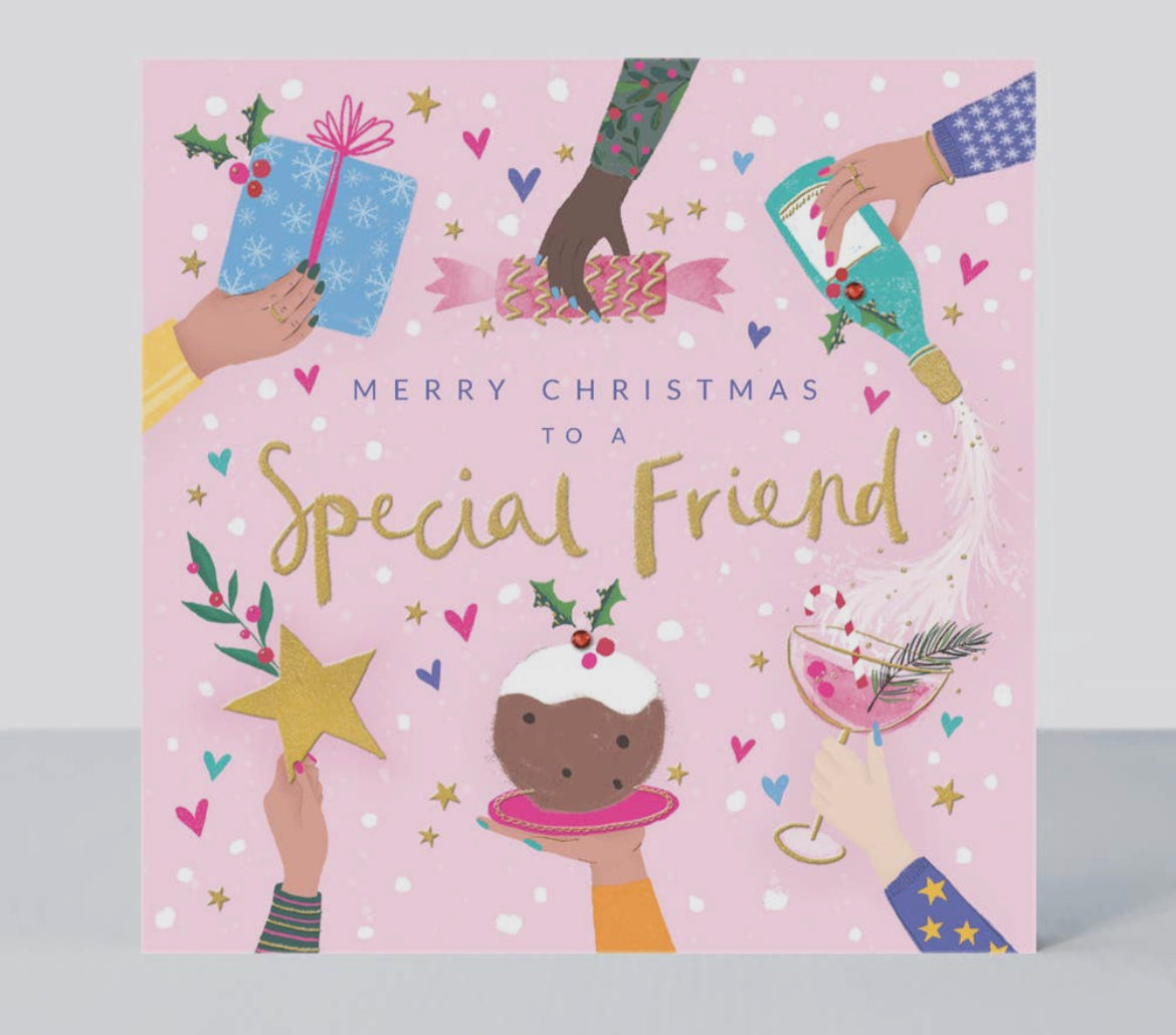 Mistletoe And Wine Greeting Card - Special Friend