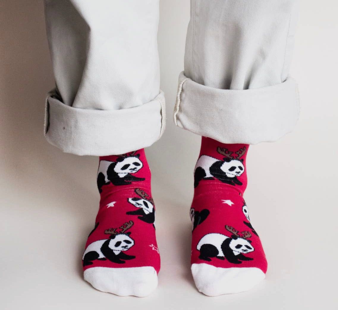 Bare Kind Christmas Panda Bamboo Socks