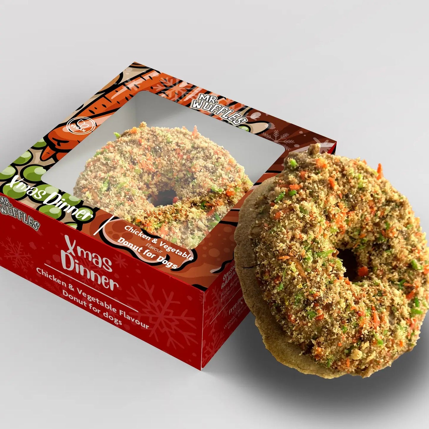 MR WUFFles Christmas Dinner Flavour Donut for Dogs | Vegan Dog Treats