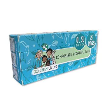 Compostable Resealable Bags Small - 0.5 Litre (25 bags)