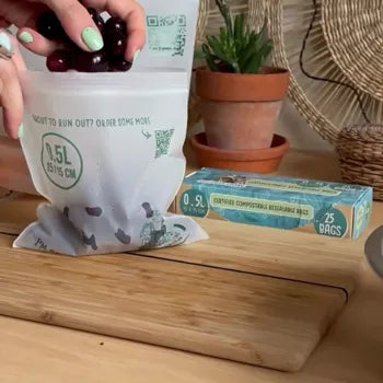 Compostable Resealable Bags Small - 0.5 Litre (25 bags)