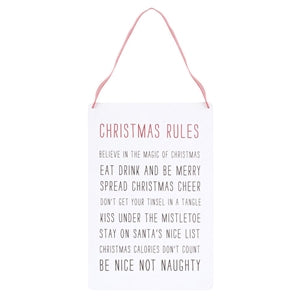 Christmas Rules Metal Sign