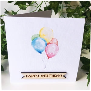 Wooden Cut Out Greeting Card - Birthday Balloon