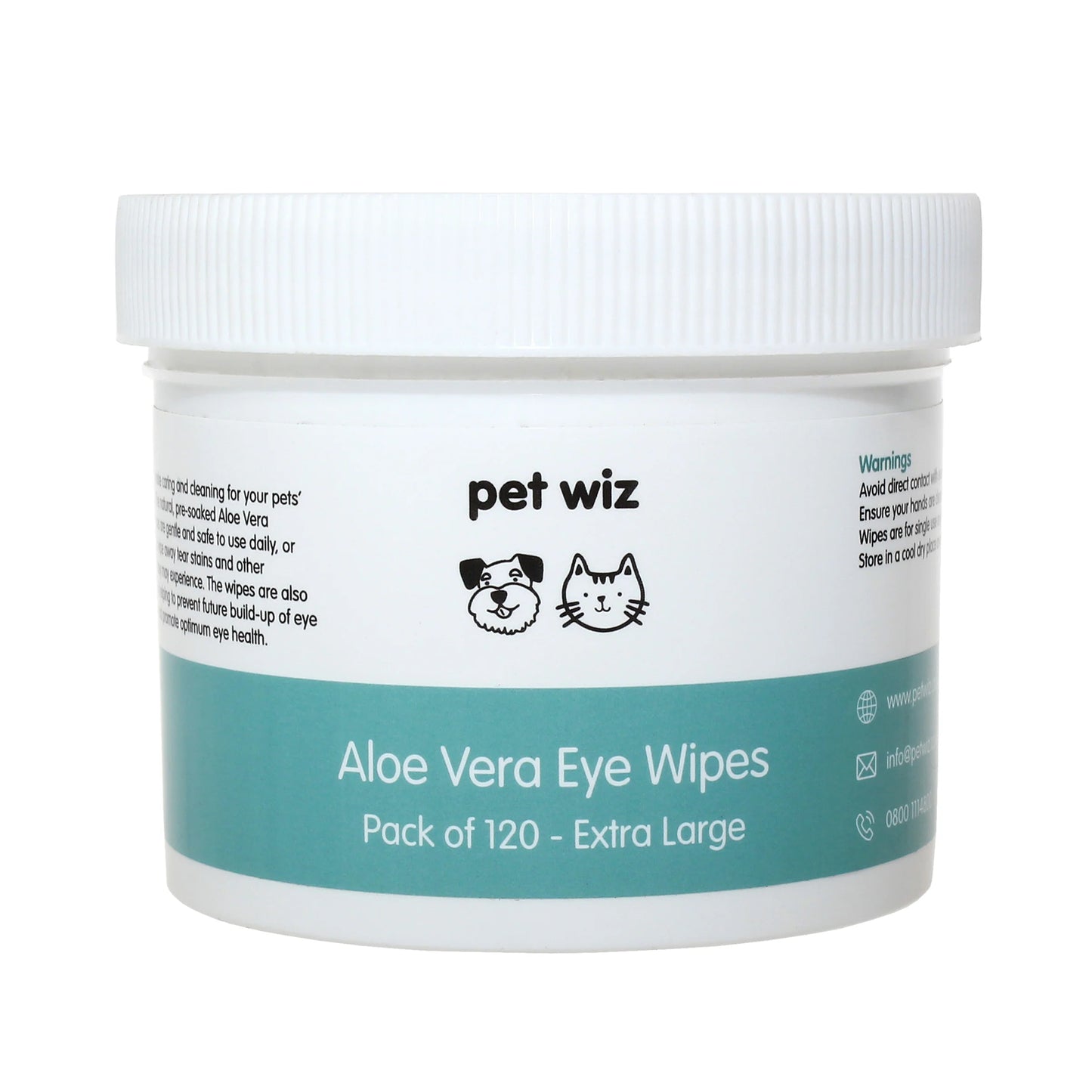 Pet Wiz Aloe Vera Eye Wipes for Cleaning Dogs And Cats