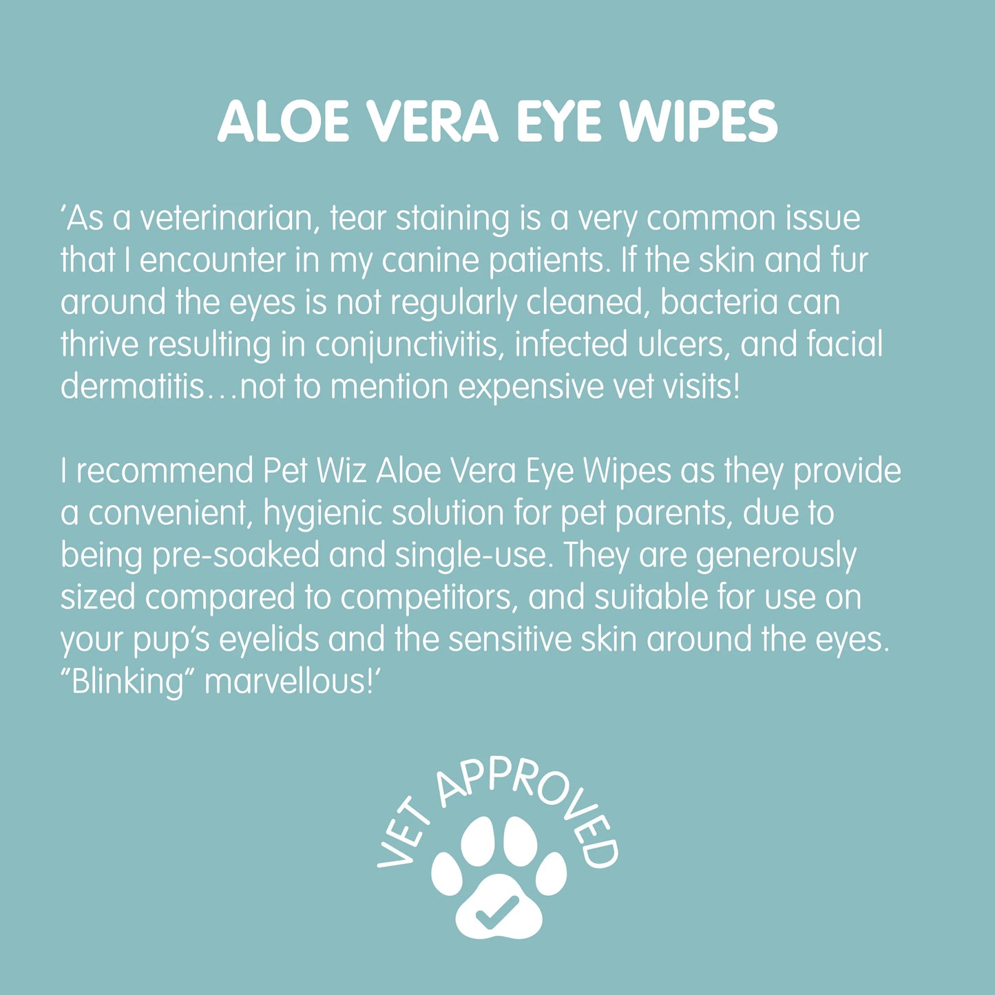 Pet Wiz Aloe Vera Eye Wipes for Cleaning Dogs And Cats