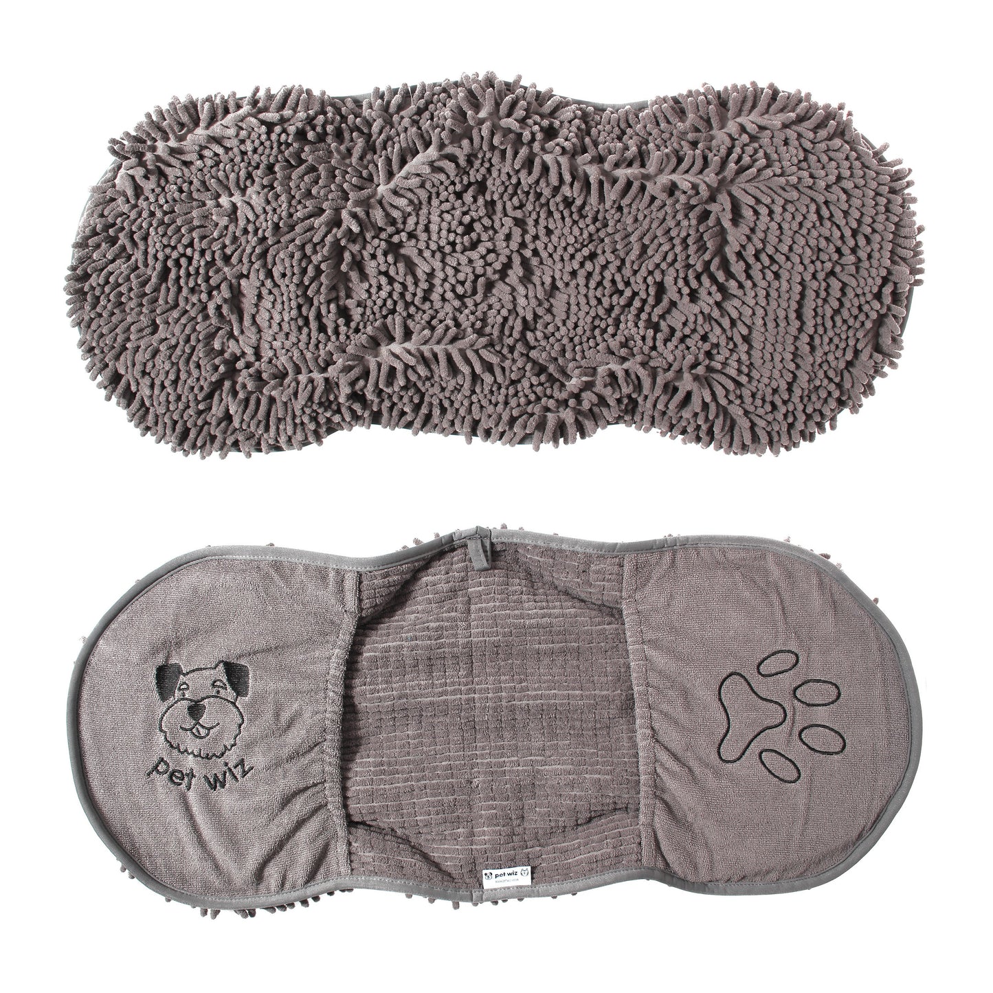 Pet Wiz Quick Drying Microfibre Noodle Towel - Grey