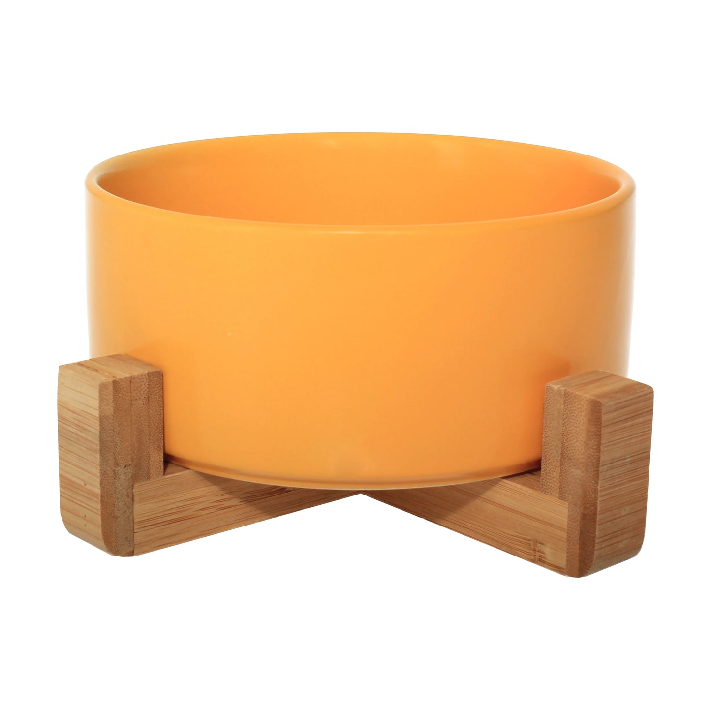 Pet Wiz Ceramic Bowl With Bamboo Stand - Yellow