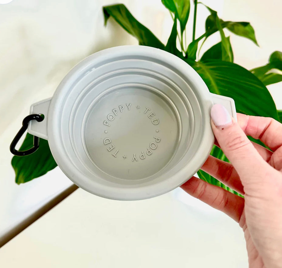 Poppy + Ted Luxe Collapsible Dog Travel Bowl - Grey