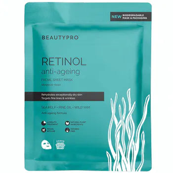 BeautyPro RETINOL Anti-Ageing Facial Sheet Mask - 100% Biodegradable