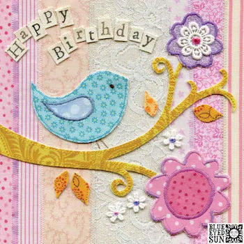 Happy Birthday Blue Bird Greeting Card - Fabricadabra
