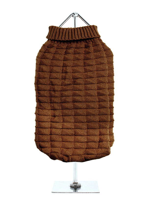 Brown Waffle Textured Knitted Dog Jumper