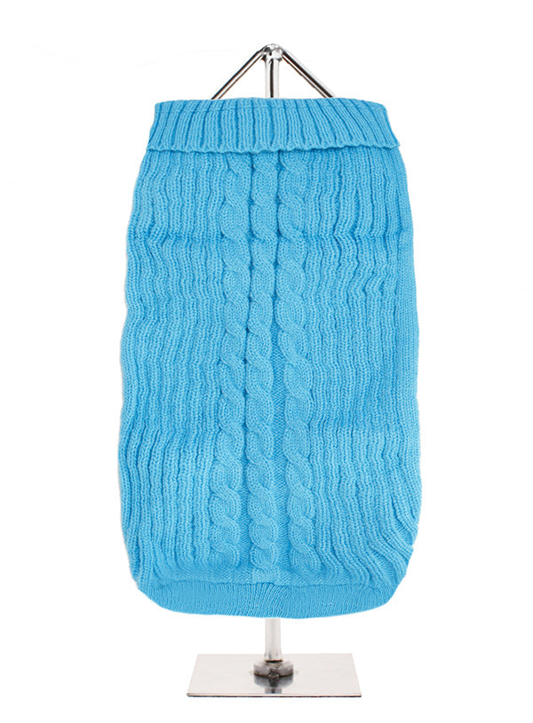 Blue Cable Knit Dog Jumper