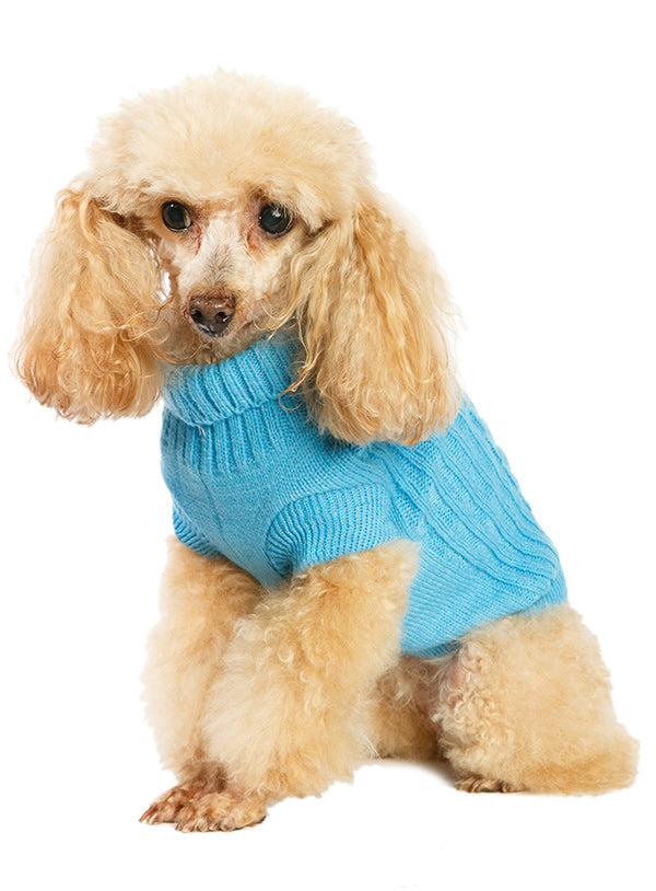 Blue Cable Knit Dog Jumper
