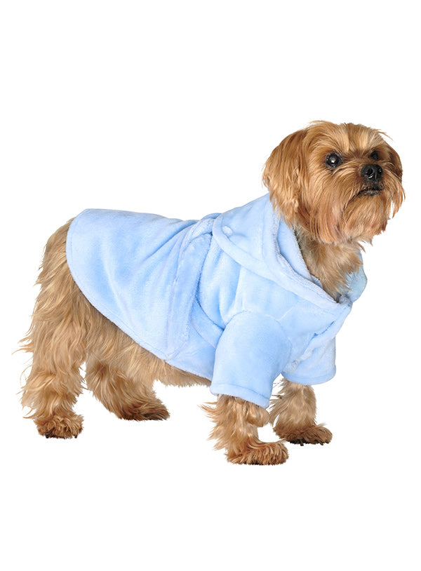 Blue Plush Dog Bathrobe