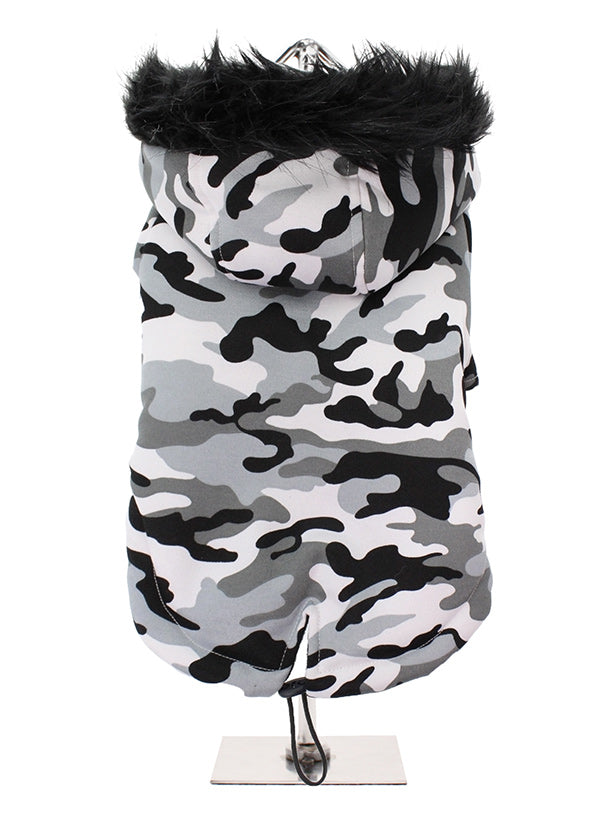 Grey Camouflage Dog Parka Coat