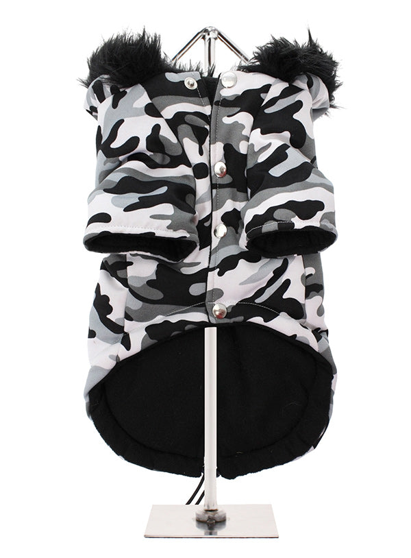 Grey Camouflage Dog Parka Coat