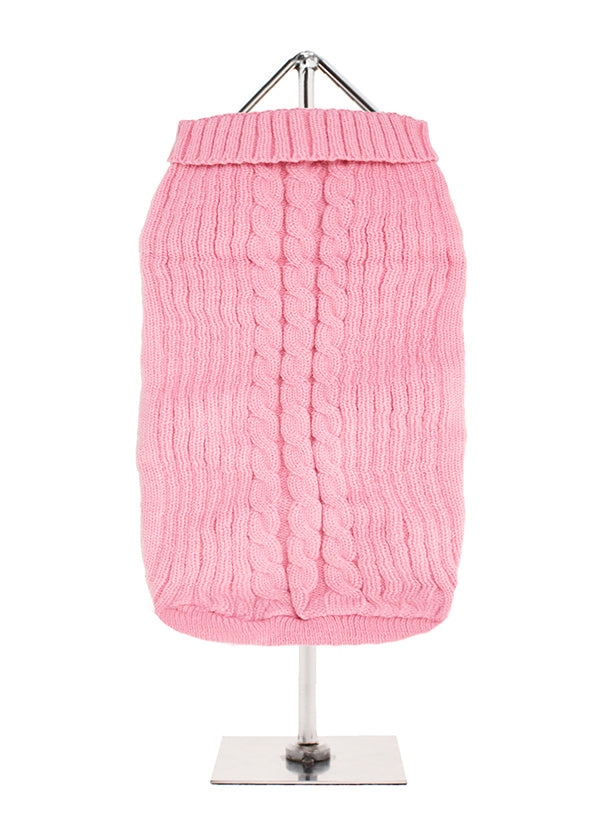 Pink Cable Knit Dog Jumper