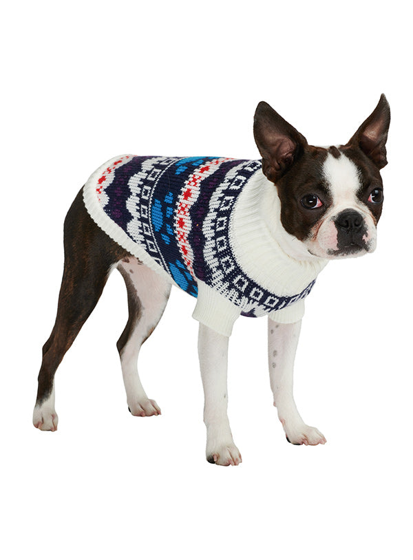 White Fairisle Dog Jumper