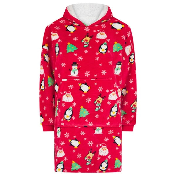 Jolly Christmas Print Hoodzie Oversized Blanket Hoodie