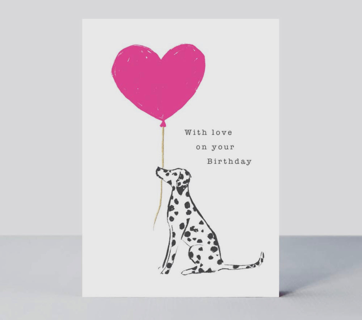 Birthday Dalmatian And Pink Balloon Greeting Card