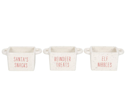 Set Of Three Ceramic Christmas Snack Bowls