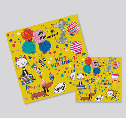Jigsaw Card - Happy Birthday Cats And Dogs