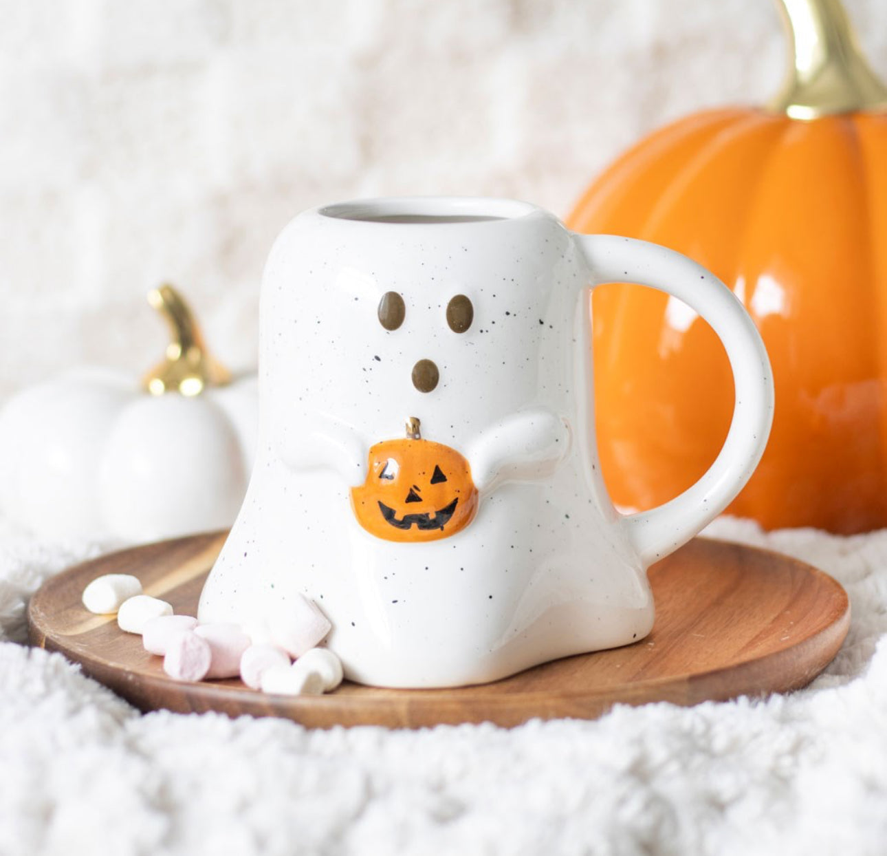 Ghost Shaped Mug With Pumpkin