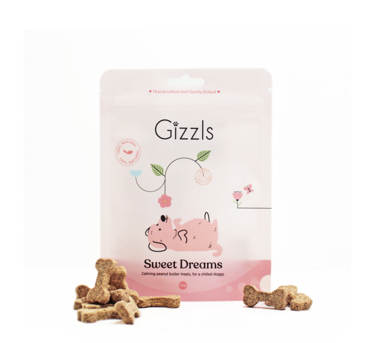 Gizzls Peanut Butter And Chamomile Dog Treats (100g)