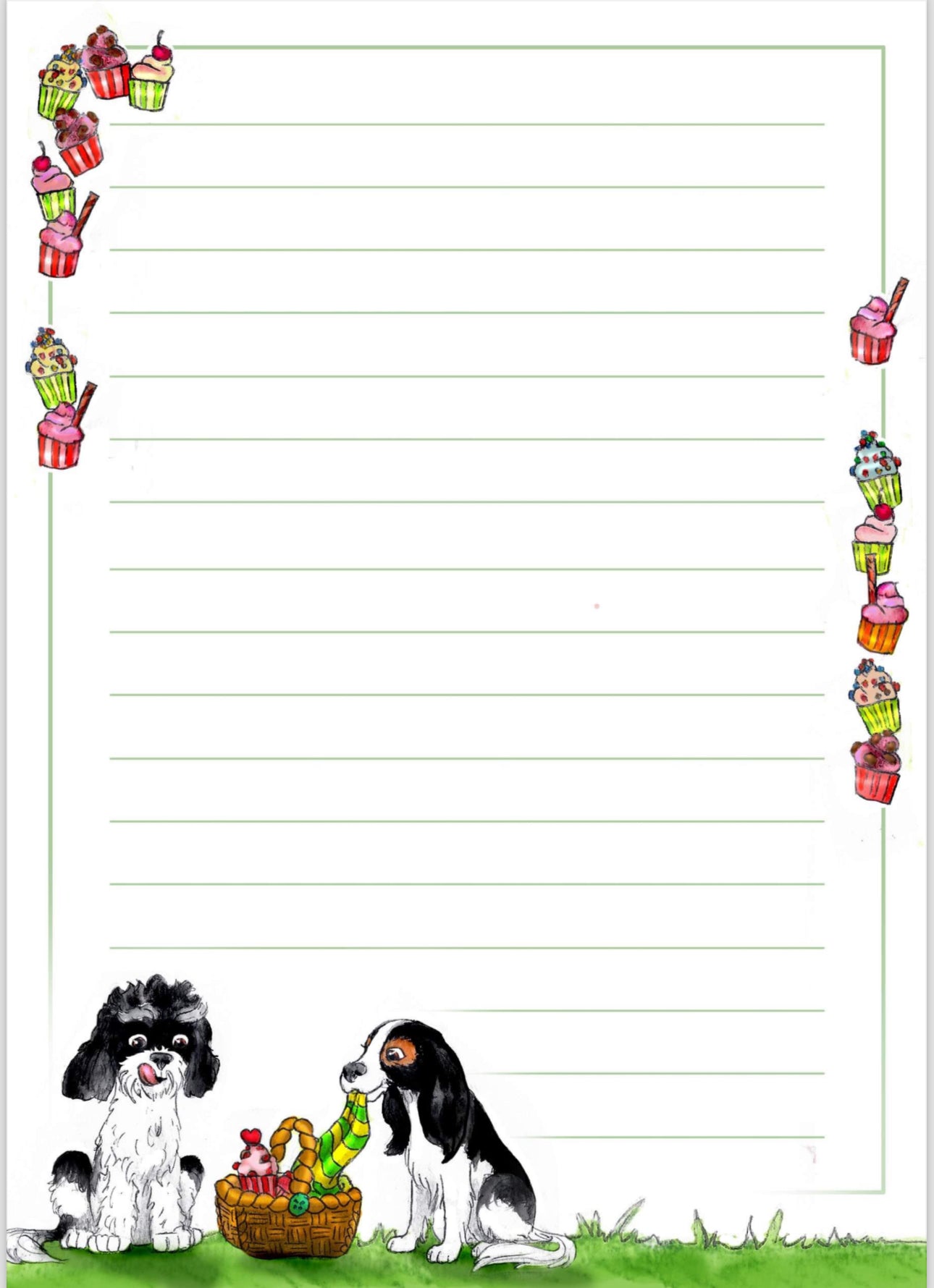 Cupcakes A4 Printable Notes Sheet