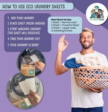 Eco Green Living Laundry Detergent Sheets x 60 - Lavender