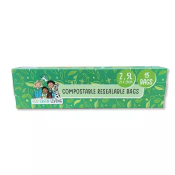 Compostable Resealable Bags Large - 2.5 Litre (15 bags)