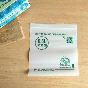 Compostable Resealable Bags Small - 0.5 Litre (25 bags)