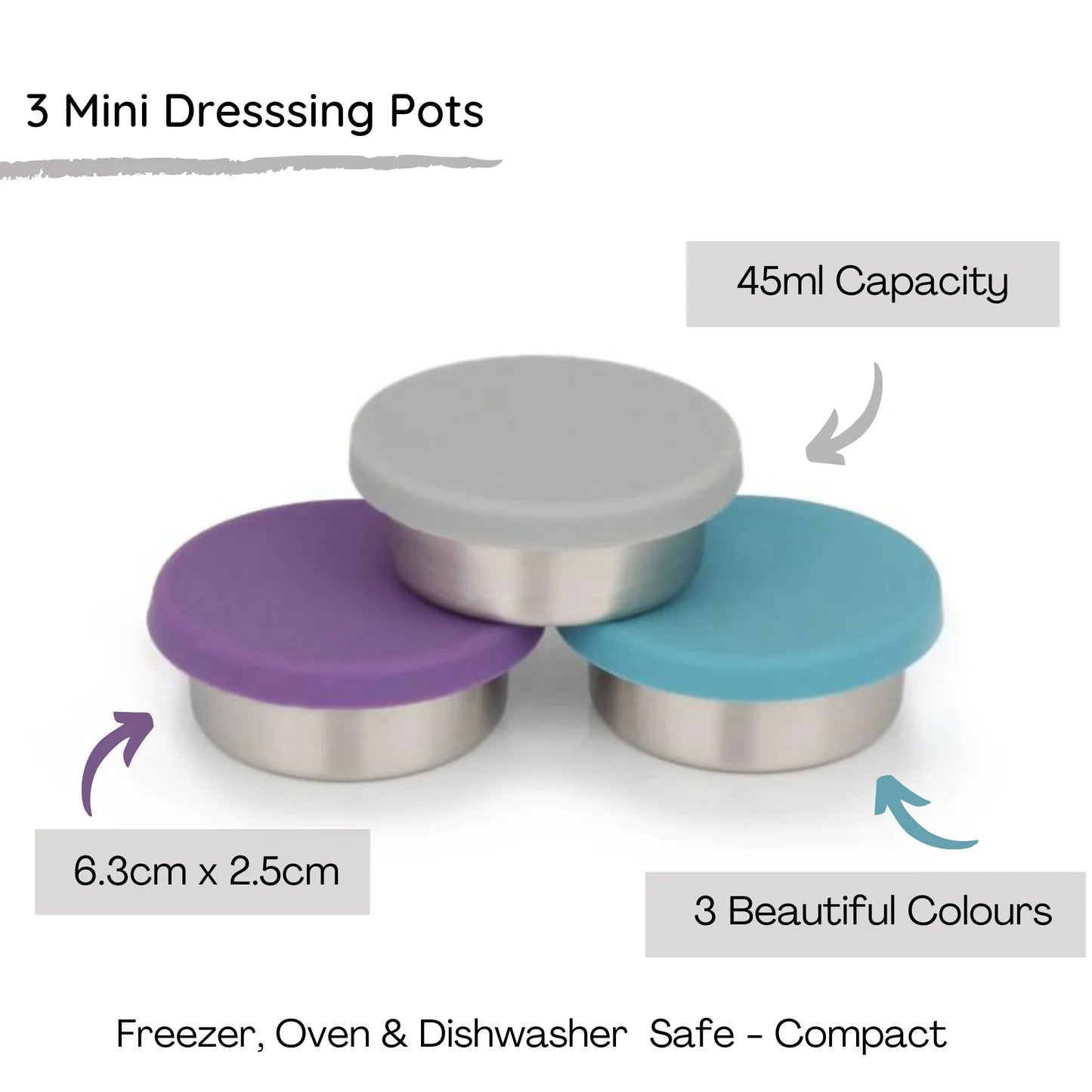 Mini Stainless Steel Dressing Pots- Leakproof Set of 3