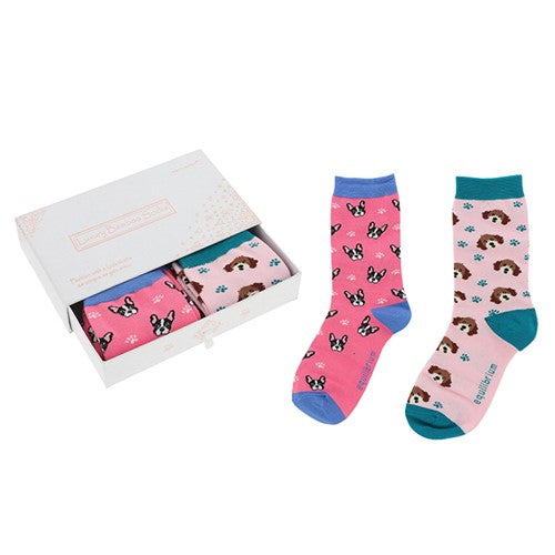 Bamboo Socks Gift Box - Dog Print