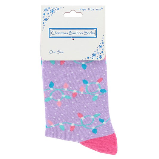 Ladies Bamboo Socks - Christmas Lights