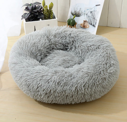 Pet Wiz Soft Calming Donut Bed Light Grey - 50cm