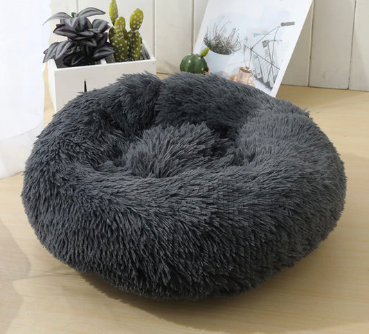 Pet Wiz Soft Calming Donut Bed Dark Grey - 50cm