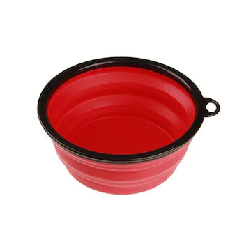 Pet Wiz Collapsible Silicone Bowl For Dogs - Red
