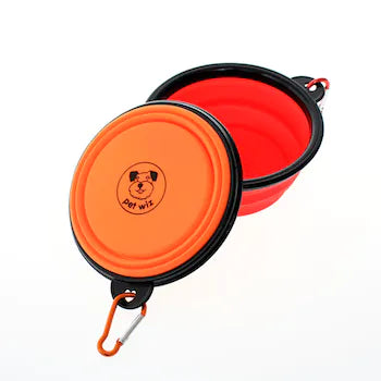 Pet Wiz Collapsible Silicone Bowl For Dogs - Red
