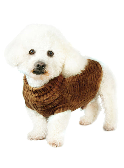 Brown Waffle Textured Knitted Dog Jumper