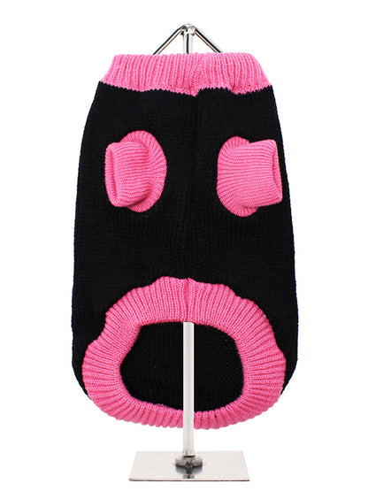 Black And Pink Cardigan Style Dog Jumper