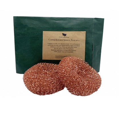 The Funky Soap Shop Pure Copper Kitchen Sponge Pack Of Two