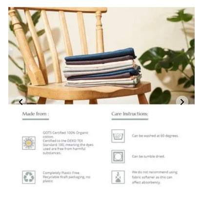 Wild And Stone Organic Cotton Tea Towels - Ocean