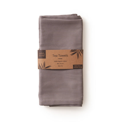 Wild And Stone Organic Cotton Tea Towels Set Of Two - Dove Grey