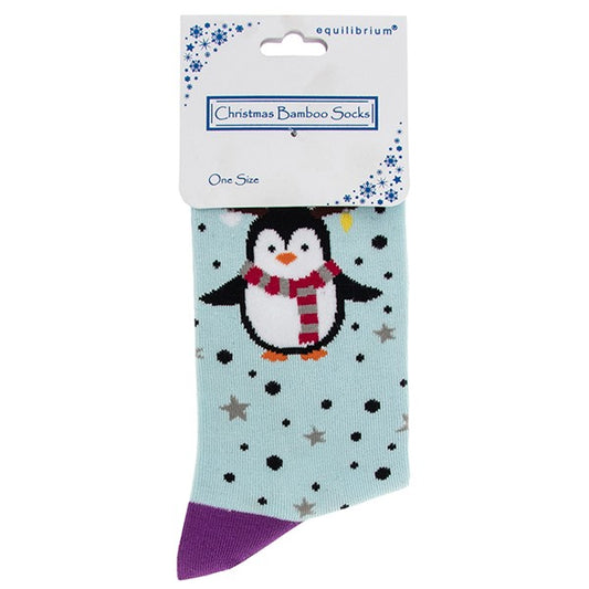Christmas Penguin Print Bamboo Socks